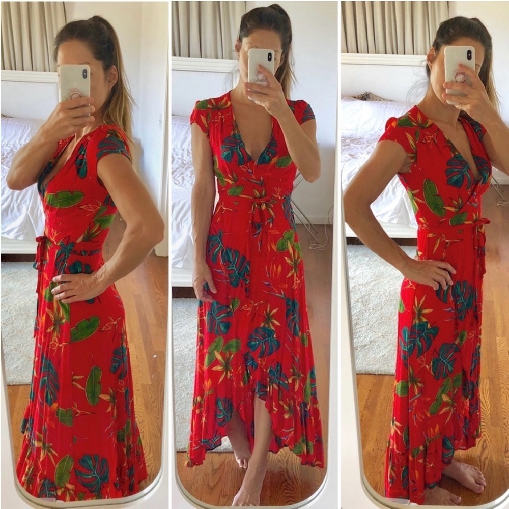 ANTHROPOLOGIE XIX Palms Santiago Maxi Wrap Dress